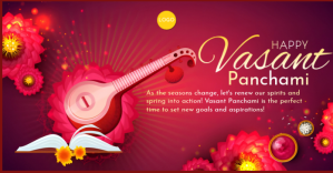 Pink Joyful Basant Panchami Facebook Shared Image template