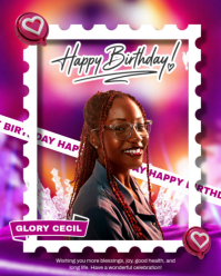 Rose Birthday Celebration Instagram Portrait Template