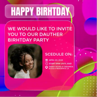 Pink Joyful Birthday Invitation Instagram Post Video template
