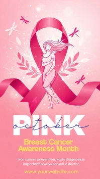 Pink Joyful Breast Cancer Awareness Month Template Digital Display (9:16)