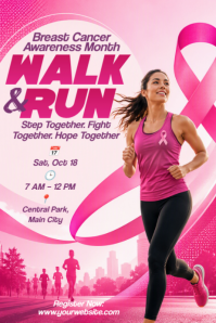 Blanc Breast Cancer Awareness Walk/Run Event Poster Template