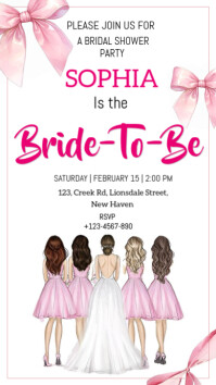 Pink Joyful Bridal Shower Invitation Card  Instagram Story template