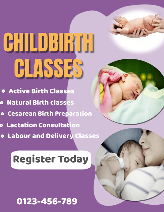 Childbirth Class Layout Pink Joyful Childbirth Classes Flyer Template | PosterMyWall