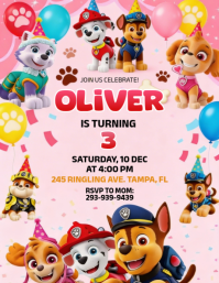 Pink Joyful Children's Birthday Party Flyer template