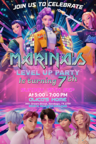 Pink Joyful Children Birthday Party Invitation Poster template