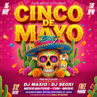 Pink Joyful Cinco de Mayo Celebration Square Video Квадрат (1 : 1) template