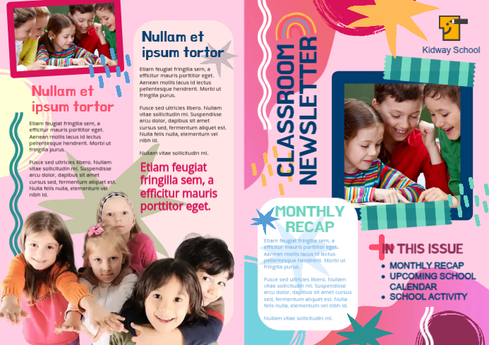 Pink Joyful Classroom Newsletter A3 Template | PosterMyWall