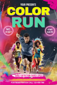 Pink Joyful Color Run Event Banner 4' × 6' Video template