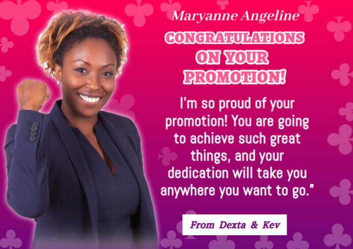 Pink Joyful Congratulations On Your Promotion Flyer Design A4 Templat ...