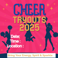 Pink Joyful Cool & Clean Cheer Tryouts Background Instagram Post template