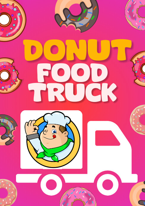 Pink Joyful Donut Food Truck A4 template