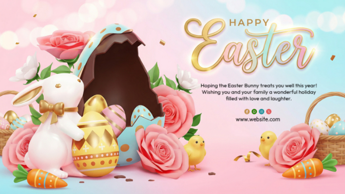 Plantilla de Pink Joyful Easter Celebration Digital Display | PosterMyWall
