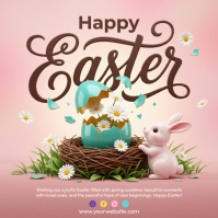 Pink Joyful Easter Celebration Square Cuadrado (1:1) template