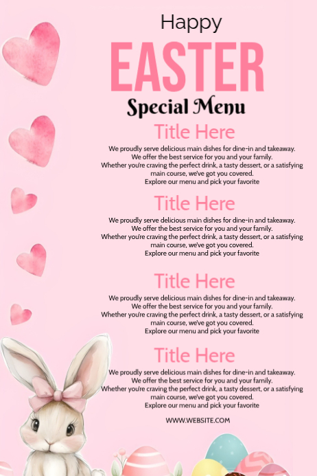 Easter Special Menu Posters Template | PosterMyWall