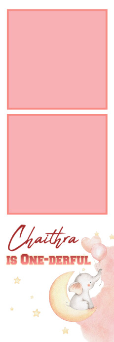 Pink Joyful Elephant On The Moon One-derful Birthday 2x6 Photo Frame Template Banner 2' × 6'