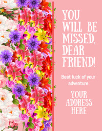 Pink Joyful Farewell Card Flyer (us Letter) template