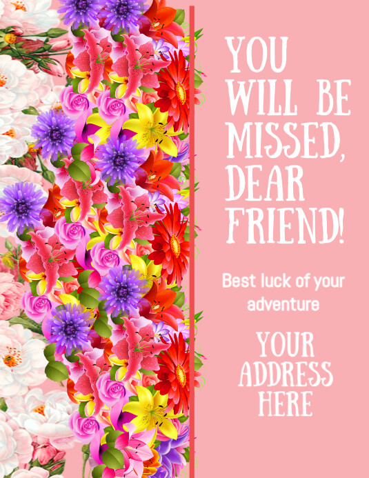 Pink Joyful Farewell Card Flyer (us Letter) template