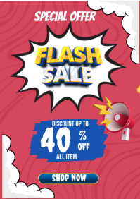 Pink Flash Sale A5 Template