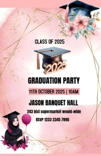 Pink Joyful Graduation Party  Tabloid template