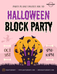 Pink Halloween Block Party Folder Template - Page 1