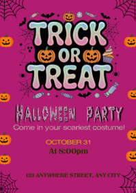 Pink Halloween Party A2 Template