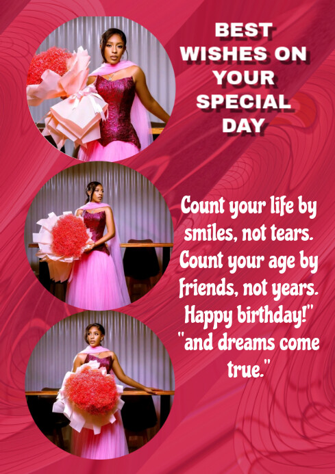 Pink Joyful Happy Birthday A4 template