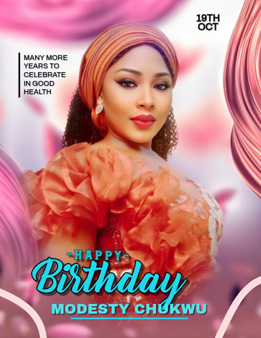 Pink Joyful Happy Birthday  Flyer (us Letter) template
