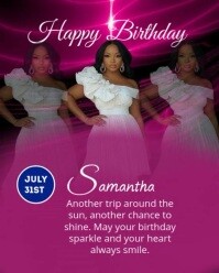 Pink Joyful Happy Birthday Instagram Portrait template