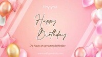 Pink Joyful Happy Birthday Video Digital Display (16:9) template