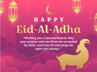 Pink Joyful Happy Eid Mubarak Celebration Tem Cartello da esterno template