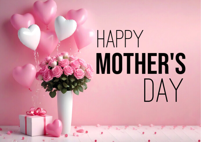 Pink Joyful Happy Mother's Day Celebration Wishes  Postcard 明信片 template