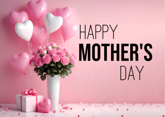 Copy of Pink Joyful Happy Mother's Day Celebration Wishes With Hearts ...