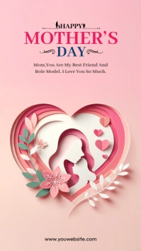 Pink Joyful Happy Mothers Day Instagram Story template