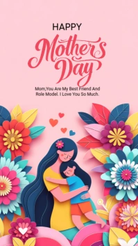 Pink Joyful Happy Mothers Day Instagram Story template