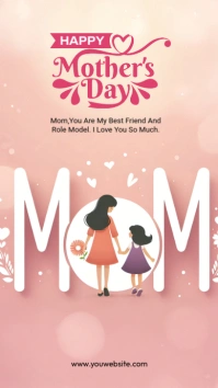 Pink Joyful Happy Mothers Day Instagram Story template