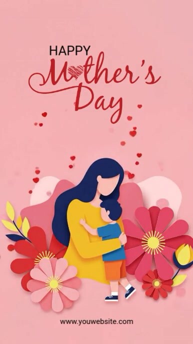 Pink Joyful Happy Mothers Day Instagram Story template