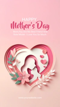 Pink Joyful Happy Mothers Day Instagram Story template