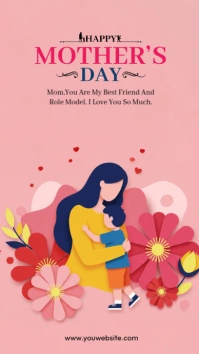 Pink Joyful Happy Mothers Day Instagram Story template