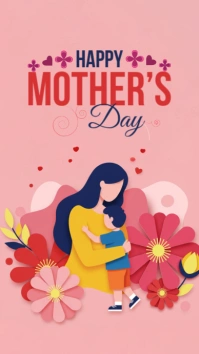 Pink Joyful Happy Mothers Day Instagram Story template