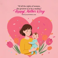 Pink Joyful Happy Mothers  Instagram Post template