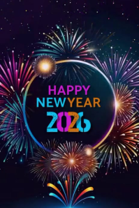 Pink Joyful Happy New Year 2026 Poster Plakat template
