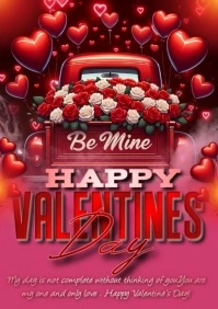 Pink Joyful Happy Valentine's Day, A3 template