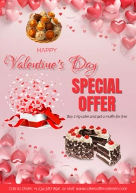 Pink Joyful Happy Valentines' Day Offers A5 template