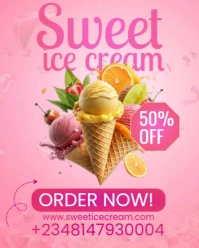 Pink Joyful Ice Cream Flyer  Instagram Portrait template
