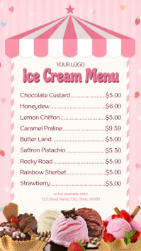 Pink Joyful Ice Cream Menu Digital Display template