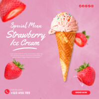 Pink Joyful Ice Cream Restaurant Menu Flyer Instagram Post Instagram-opslag template