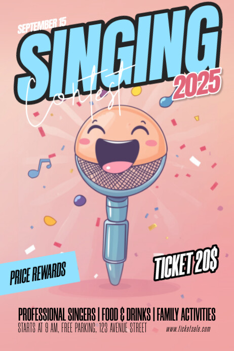 Singing Competition Layout Pink Joyful illustrative Singing Contest Post Template | PosterMyWall