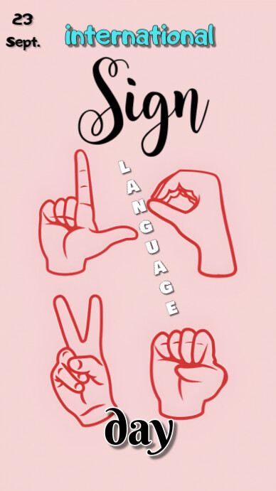 Pink Sign Language Background Pink Joyful International Day Of Sign Languag Template | PosterMyWall