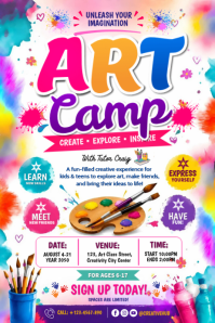 白色 Art Camp Plakat Template