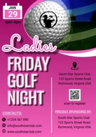 Pink Joyful Ladies Golf Video Ads A5 template